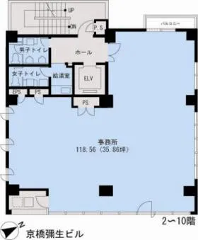 京橋彌生ビルの基準階図面