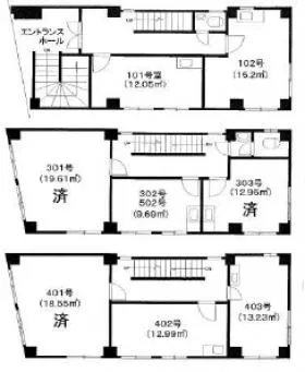 USビルの基準階図面