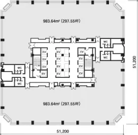 シーバンスN館ビルの基準階図面