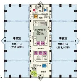 西新宿三井ビルディングの基準階図面