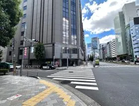 横断歩道を渡る