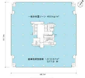 虎ノ門33森ビルの基準階図面