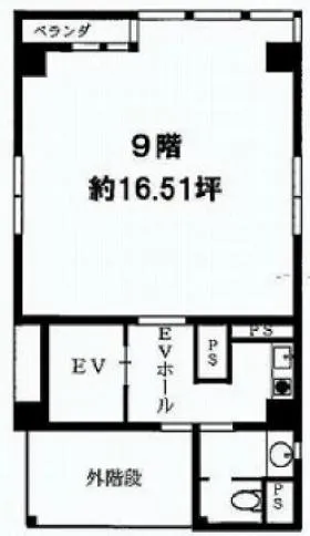 九段靖苑ビルの基準階図面