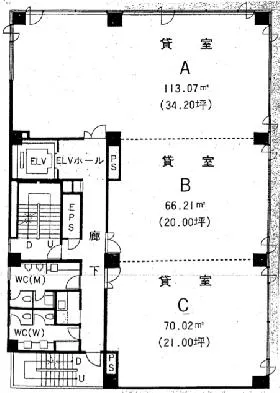 西船橋NST第二ビルビルの基準階図面