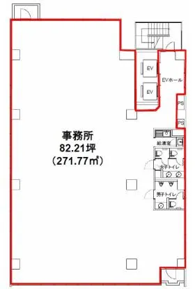 上野一丁目(旧:ユニゾ上野一丁目)ビルの基準階図面