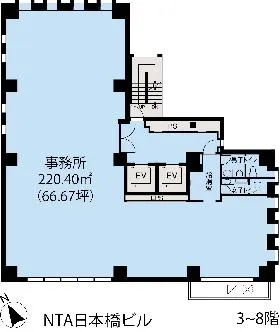 NTA日本橋ビルの基準階図面