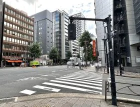 横断歩道を渡り直進する