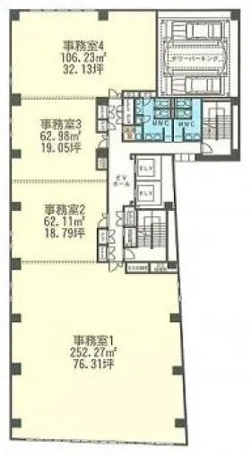 船橋スカイビルの基準階図面