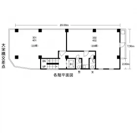 和久津ビルの基準階図面