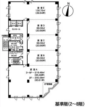 大宮第一生命小峯ビルの基準階図面