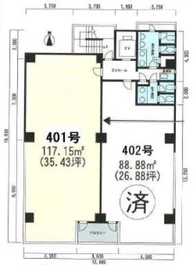 アドバンス喜月ビルの基準階図面