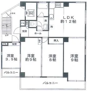 コンセール池田ビルの基準階図面