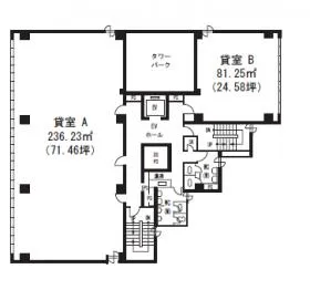 溝ノ口第一生命ビルの基準階図面