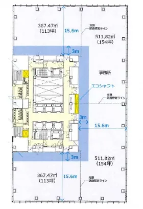 目黒セントラルスクエア(MEGURO CENTRAL SQUARE)の基準階図面