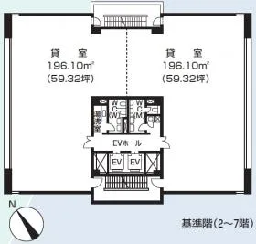 上野駅前第一生命ビルの基準階図面