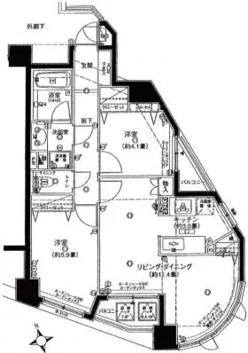 ベルメゾン六本木ビルの基準階図面