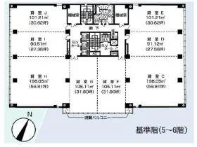 博多駅前第一生命ビルの基準階図面