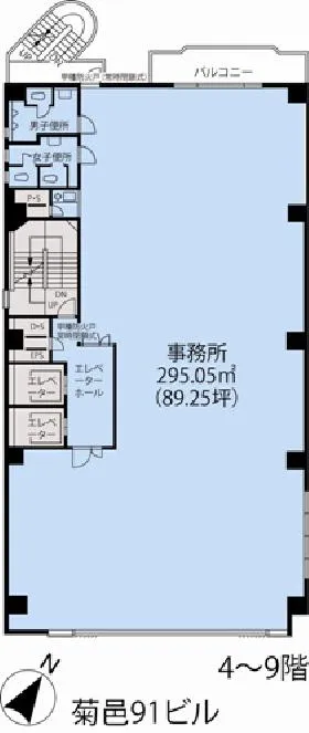 菊邑91ビルの基準階図面