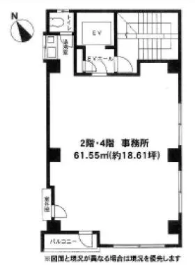 旭屋石橋ビルの基準階図面