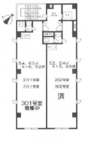 シャトルセンター南ビルの基準階図面