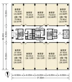 NBF宇都宮ビルの基準階図面