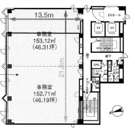 NBF広島立町ビルの基準階図面