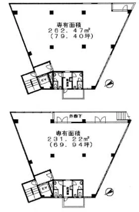アベニューサイド代官山Ⅲビルの基準階図面