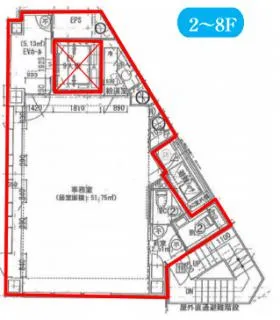 VORT池袋Ⅱ(旧:クロスポイント南池袋)ビルの基準階図面