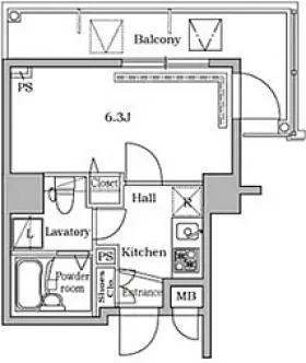 パラディーソ広尾ビルの基準階図面