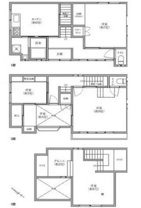 根津戸建てビルの基準階図面
