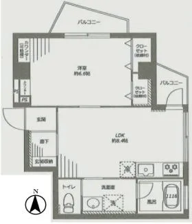 早稲田ハイツかすがの基準階図面