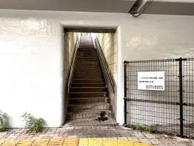 橋（角筈橋）の下の階段を上がる