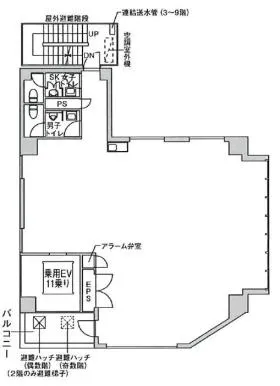 クロスシー秋葉原ビルの基準階図面