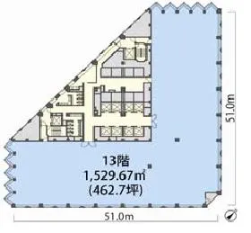 城山トラストタワーの基準階図面