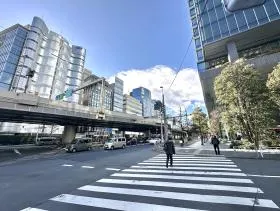 突き当りで左に曲がり、玉川通りまで進んだら横断歩道を渡る