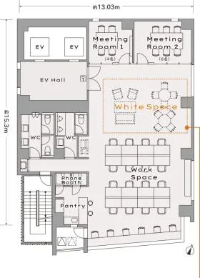 Bizflex六本木の基準階図面