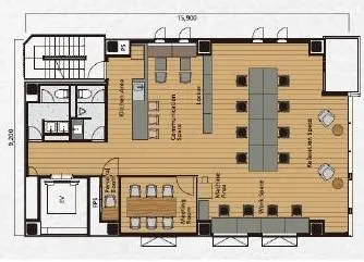 天井スケルトン 開放的な空間の居抜き賃貸オフィス物件(約35坪) ｜居抜きオフィス物件検索サイト【vivit-ビビット】（2）