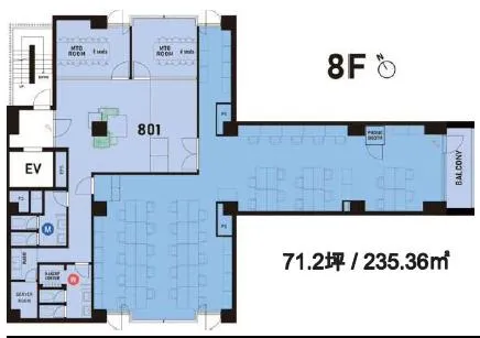 会議室2部屋 アートが目を引くお洒落オフィスの居抜き賃貸オフィス物件(約70坪) ｜居抜きオフィス物件検索サイト【vivit-ビビット】（2）