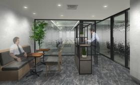 スタイリッシュな内装 落ち着いた色合いの居抜き賃貸オフィス物件(約40坪) ｜居抜きオフィス物件検索サイト【vivit-ビビット】（サムネイル1）