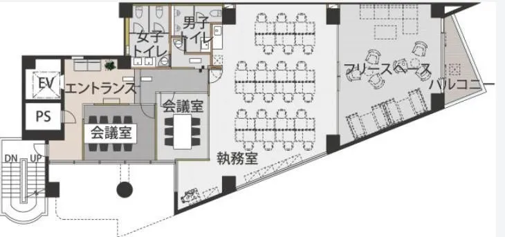 会議室2室 開放感あふれるセットアップ物件の居抜き賃貸オフィス物件(約60坪) ｜居抜きオフィス物件検索サイト【vivit-ビビット】（2）