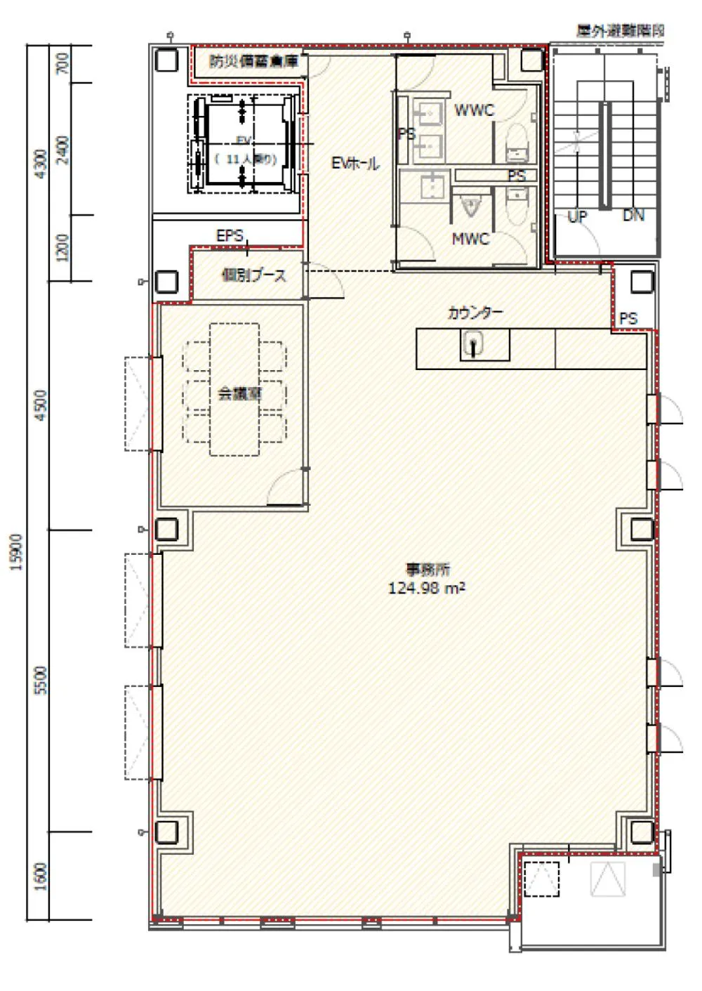 天井スケルトン 開放的な空間の居抜き賃貸オフィス物件(約35坪) ｜居抜きオフィス物件検索サイト【vivit-ビビット】（2）