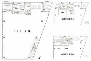 会議室つき 大型ビルの一室の居抜き賃貸オフィス物件(約125坪) ｜居抜きオフィス物件検索サイト【vivit-ビビット】（2）