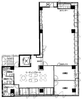 おしゃれな内装 広いラウンジの居抜き賃貸オフィス物件(約60坪) ｜居抜きオフィス物件検索サイト【vivit-ビビット】（サムネイル2）
