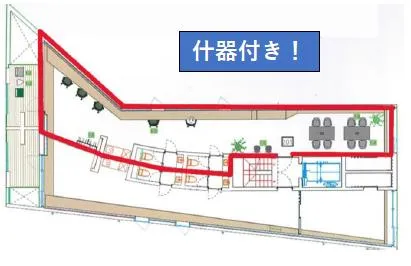 オフィスな家具付きオフィス！ テラス付き！の居抜き賃貸オフィス物件(約25坪) ｜居抜きオフィス物件検索サイト【vivit-ビビット】（2）