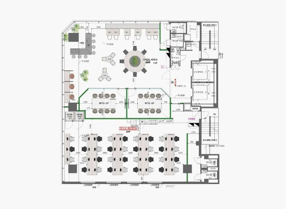 新築セットアップオフィス 1フロア専有の居抜き賃貸オフィス物件(約90坪) ｜居抜きオフィス物件検索サイト【vivit-ビビット】（2）