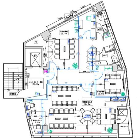 居抜きオフィス 会議室2室の居抜き賃貸オフィス物件(約45坪) ｜居抜きオフィス物件検索サイト【vivit-ビビット】（2）