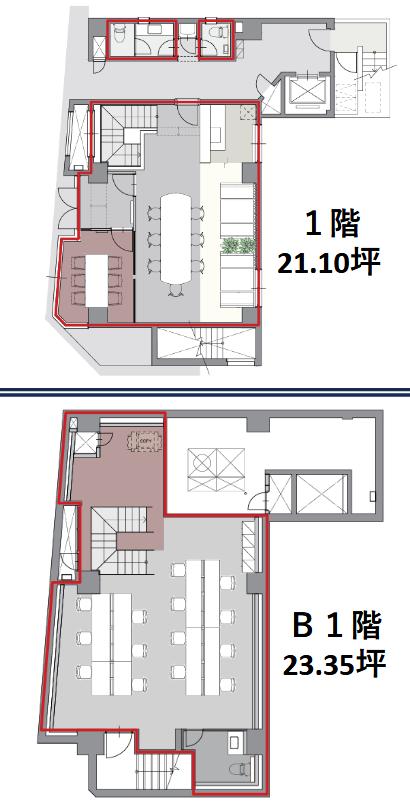 駅近セットアップ！ 希少なメゾネットタイプ！の居抜き賃貸オフィス物件(約45坪) ｜居抜きオフィス物件検索サイト【vivit-ビビット】（2）