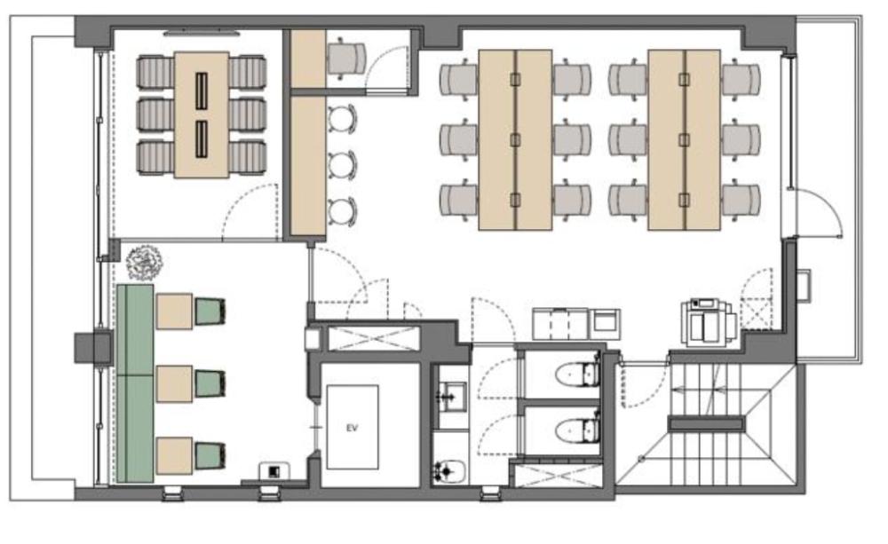 フルセットアップオフィス 会議室・テレカンブースの居抜き賃貸オフィス物件(約25坪) ｜居抜きオフィス物件検索サイト【vivit-ビビット】（2）