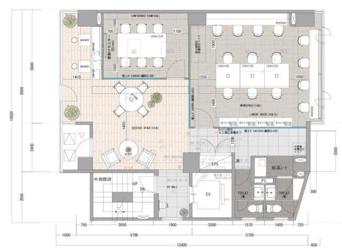 神楽坂徒歩4分！ 6名用会議室あり！！の居抜き賃貸オフィス物件(約35坪) ｜居抜きオフィス物件検索サイト【vivit-ビビット】（2）