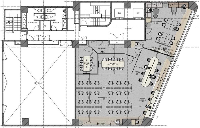初期費用削減 おしゃれの居抜き賃貸オフィス物件(約60坪) ｜居抜きオフィス物件検索サイト【vivit-ビビット】（2）